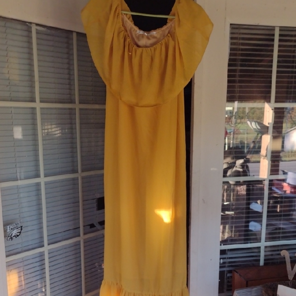 Yellow Off-Shoulder Maxi Dress